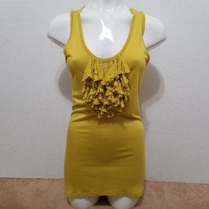 Forever 21 top Small frilly ruffle neckline slub knit sleeveless tank 100% rayon